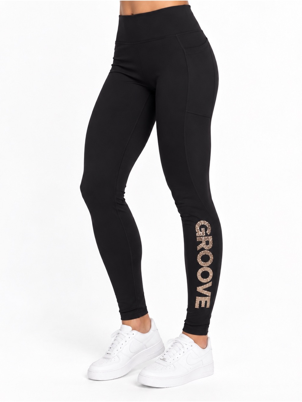 Champion Black High-Waist Jeggings with GROOVE Logo